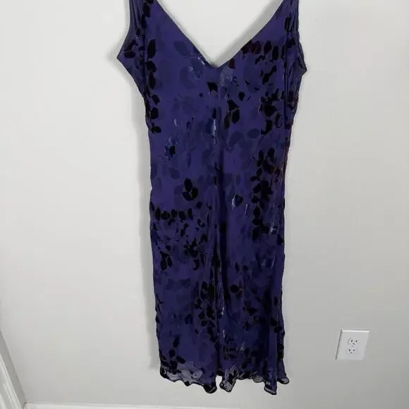 Vintage Y2K Burnout Velvet Babydoll Slip Dress Silk Whimsy Dark Floral Fairy 16 - Picture 8 of 8